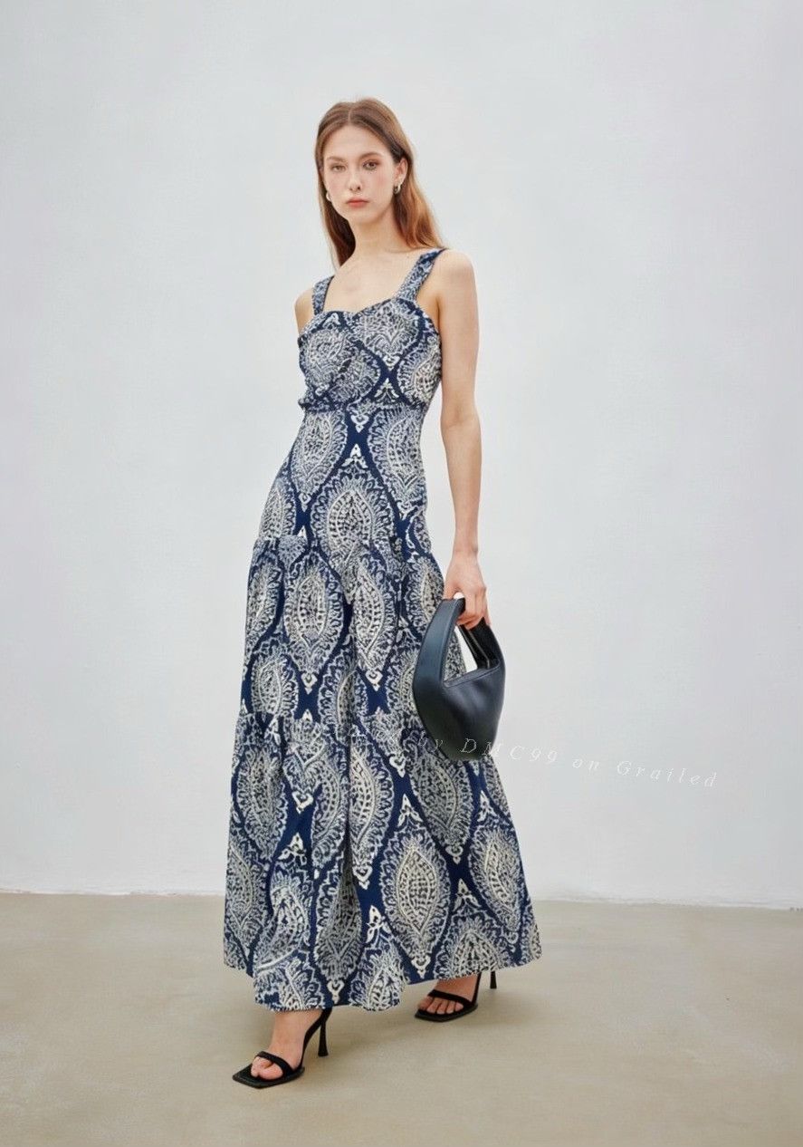 Other Indian Cotton Blue White Sundress Size M / US 6-8 / IT 42-44 - 1 Thumbnail
