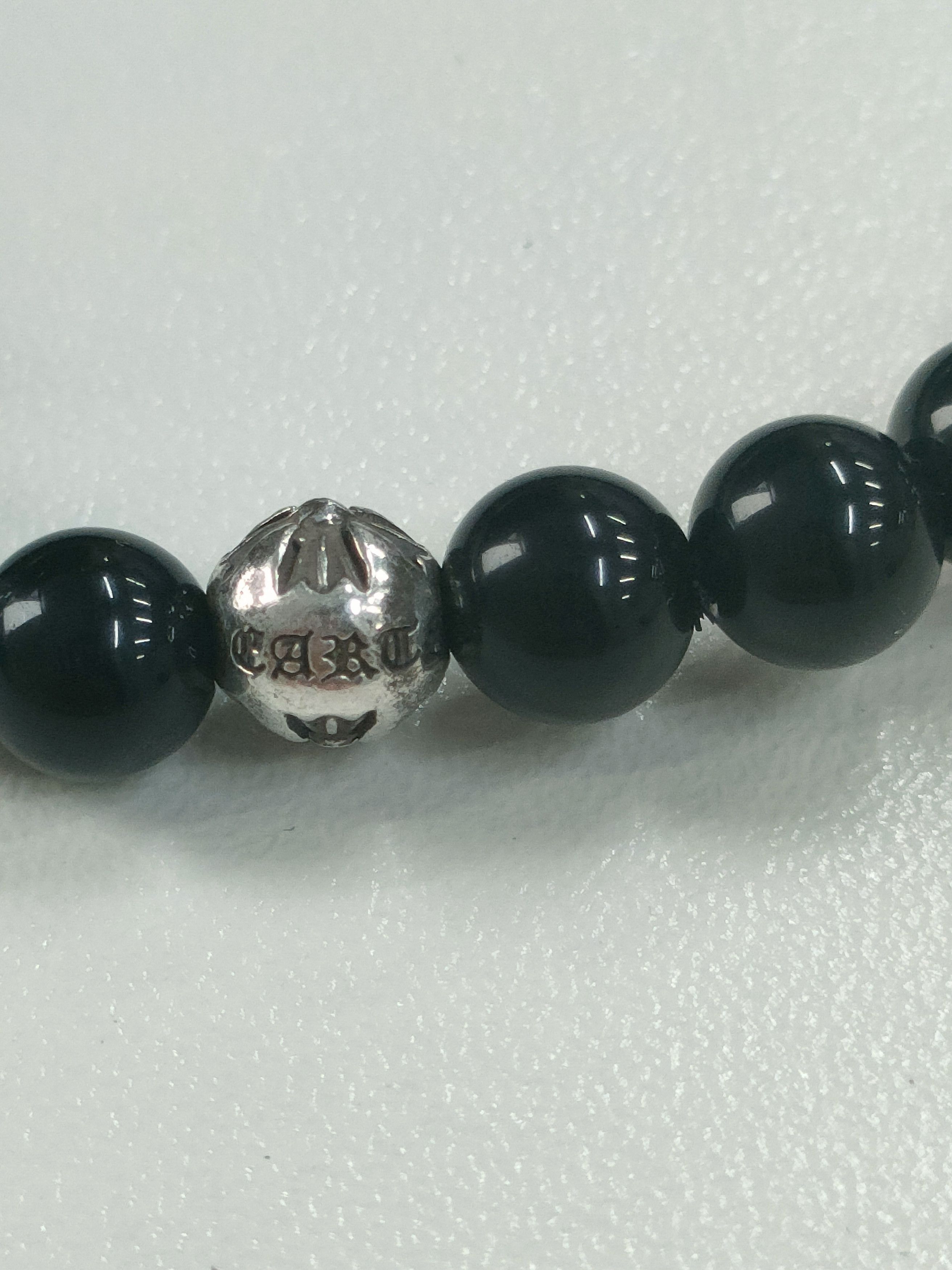 Chrome Hearts Chrome Hearts 6mm Silver Vine Heart Cross Black Bracelet Size ONE SIZE - 9 Thumbnail