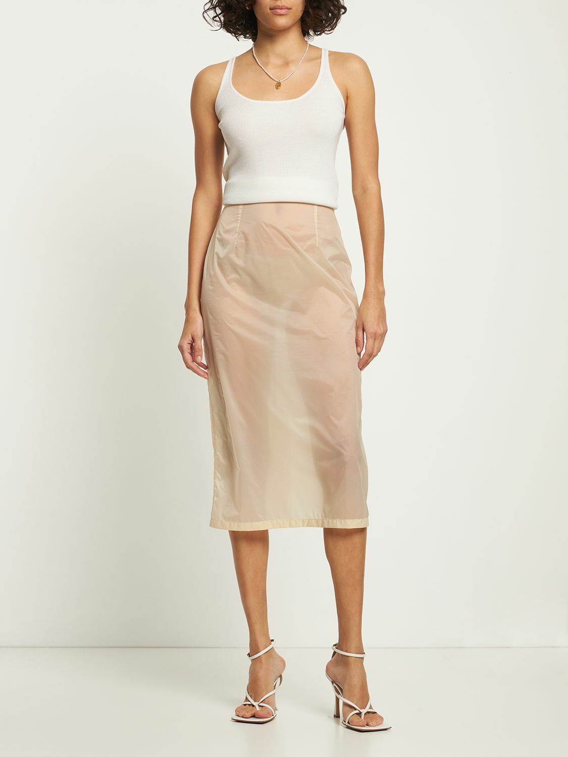 Maison Margiela o1y0625 Midi Skirt in Light Beige Size 25" / US 0 / IT 36 - 5 Thumbnail
