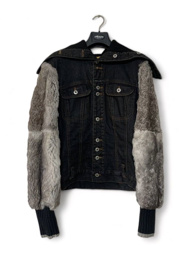 Dolce & Gabbana Vintage D&G Dolce Gabbana Rabbit Fur Denim Jacket sz.L Size L / US 10 / IT 46 - 1 Thumbnail