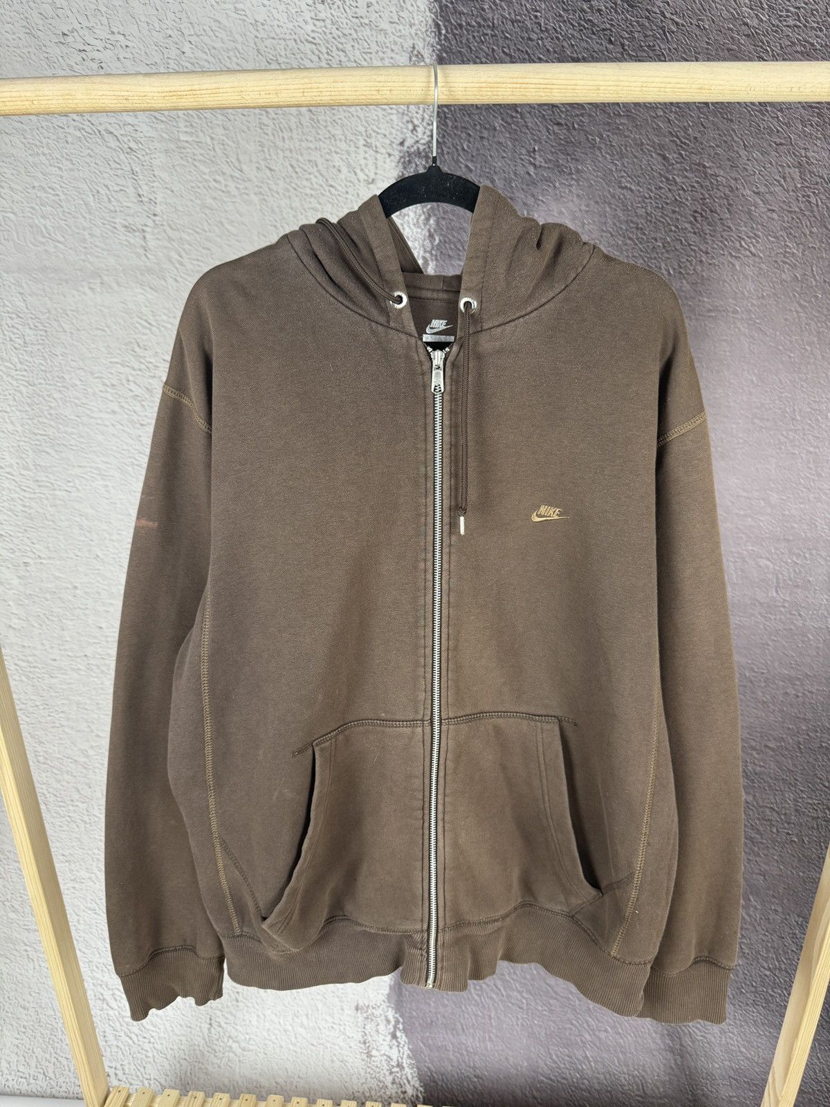 Nike Nike vintage Y2K brown faded hoodie swoosh drill Size US XL / EU 56 / 4 - 3 Thumbnail