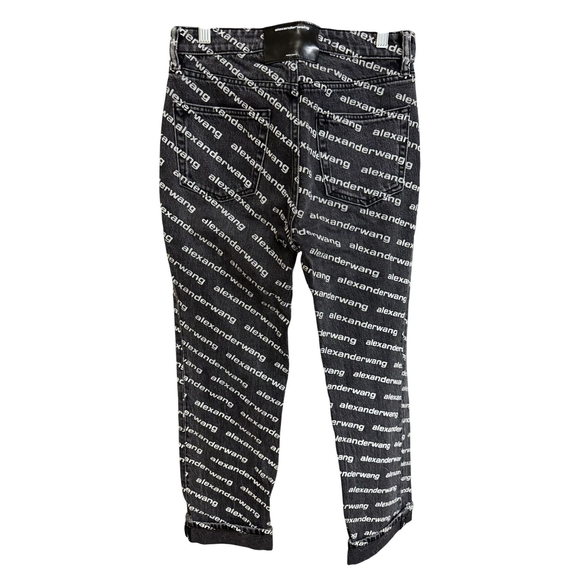 Alexander Wang Alexander Wang Black & White Logo Print Denim Jeans Straight Size 26" / US 2 / IT 38 - 2 Thumbnail