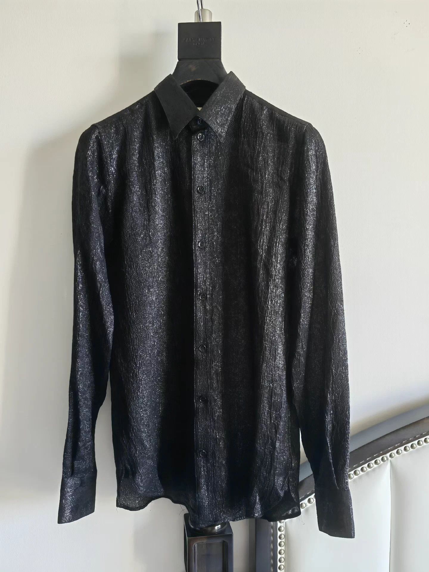 Saint Laurent Paris SLP 16fw snake-leopard texture shirt 38 sample Size US XXS / EU 40 - 1 Thumbnail