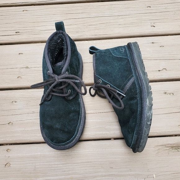Ugg Ugg Neumel Black Suede Leather Shearling Lined Chukka Boots Size US 7 / IT 37 - 2 Thumbnail