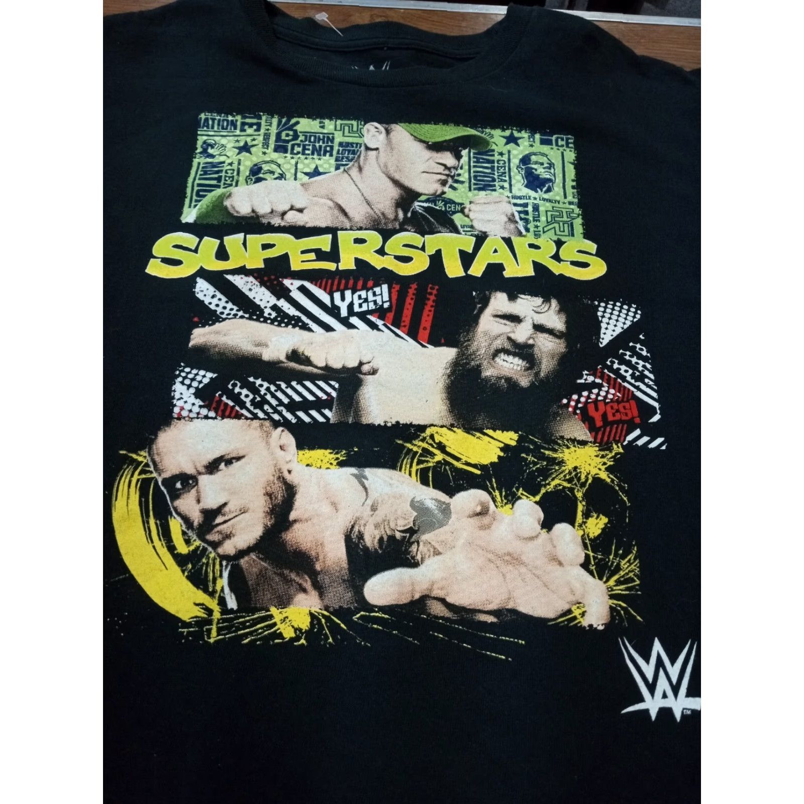 Vintage WWE Women's XL T-Shirt Black John Cena WWE Superstars Graphic Print Crew Neck Short Sleeve Striped Sleeves Cotton Regular Fit Size XL / US 12-14 / IT 48-50 - 6 Thumbnail