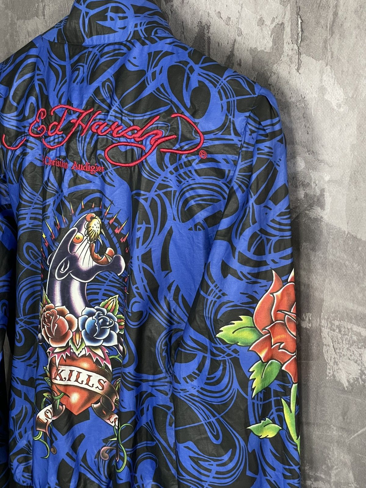 Ed Hardy Y2K Ed Hardy Overprint Grunge Vibe Glamour Track Jacket Size M / US 6-8 / IT 42-44 - 12 Thumbnail