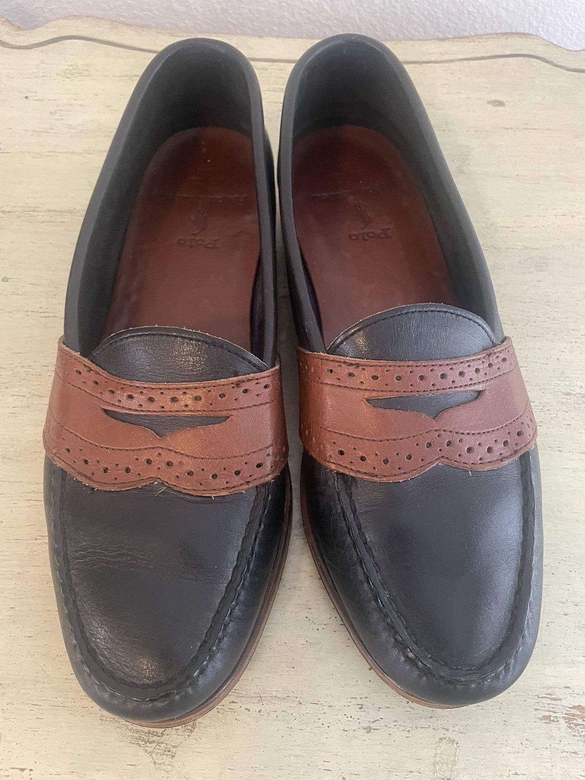 Polo Ralph Lauren × Vintage Leather Brogue Two-Tone Penny Loafer Size US 8.5 / EU 41-42 - 1 Thumbnail