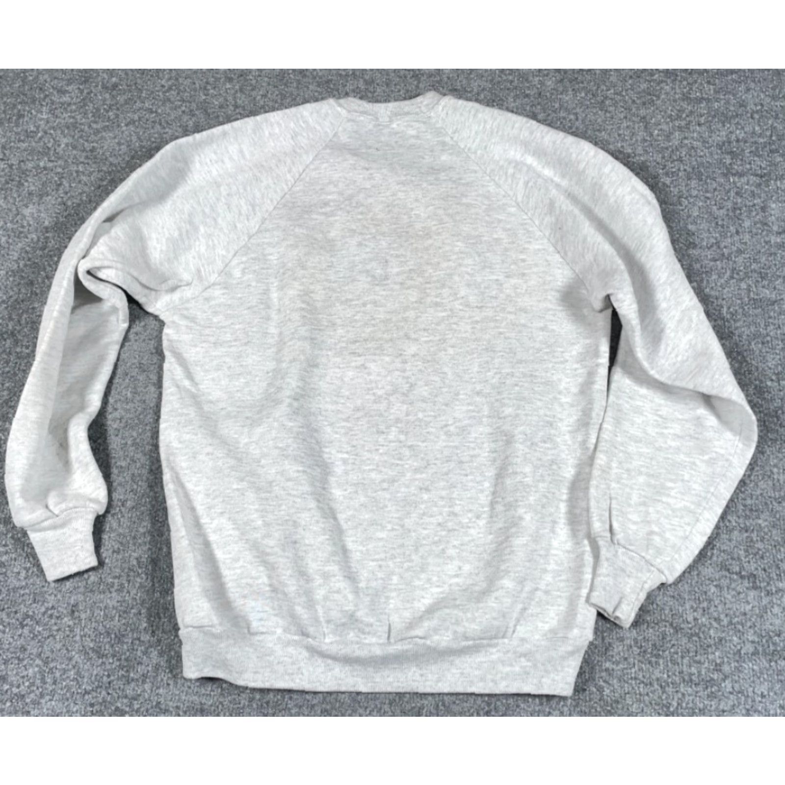 Jerzees VTG 80s Algonac Michigan Boat Print Sweatshirt Jerzees Mens Adult Medium XL Tag Knit Raglan Crew Neck Lightweight Graphic Print Vintage USA Made Gray Size US M / EU 48-50 / 2 - 2 Thumbnail