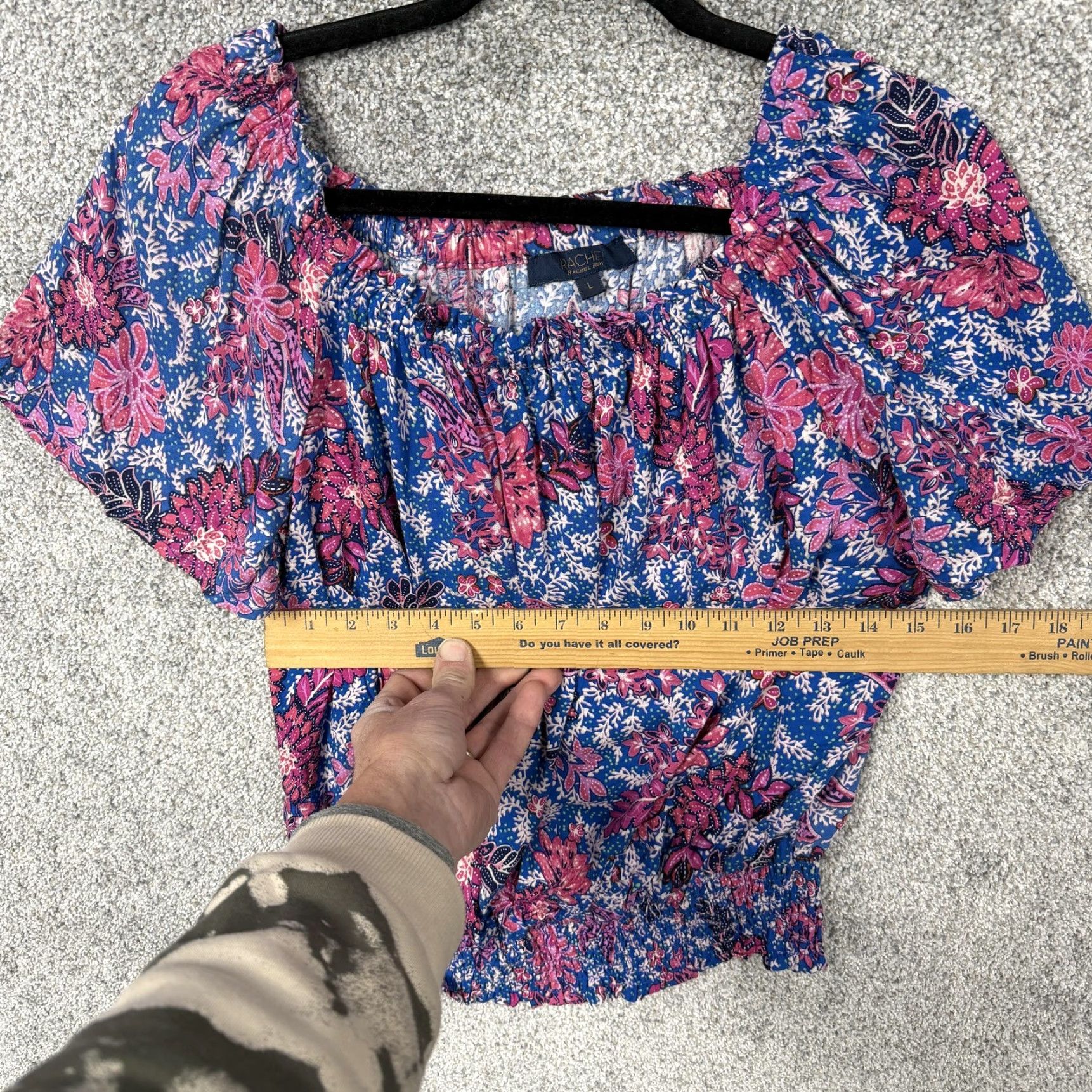 Vintage Rachel Rachel Roy Blouse Womens L Blue Pink Floral Smocked Boho Chic Cottagecore Size L / US 10 / IT 46 - 3 Thumbnail