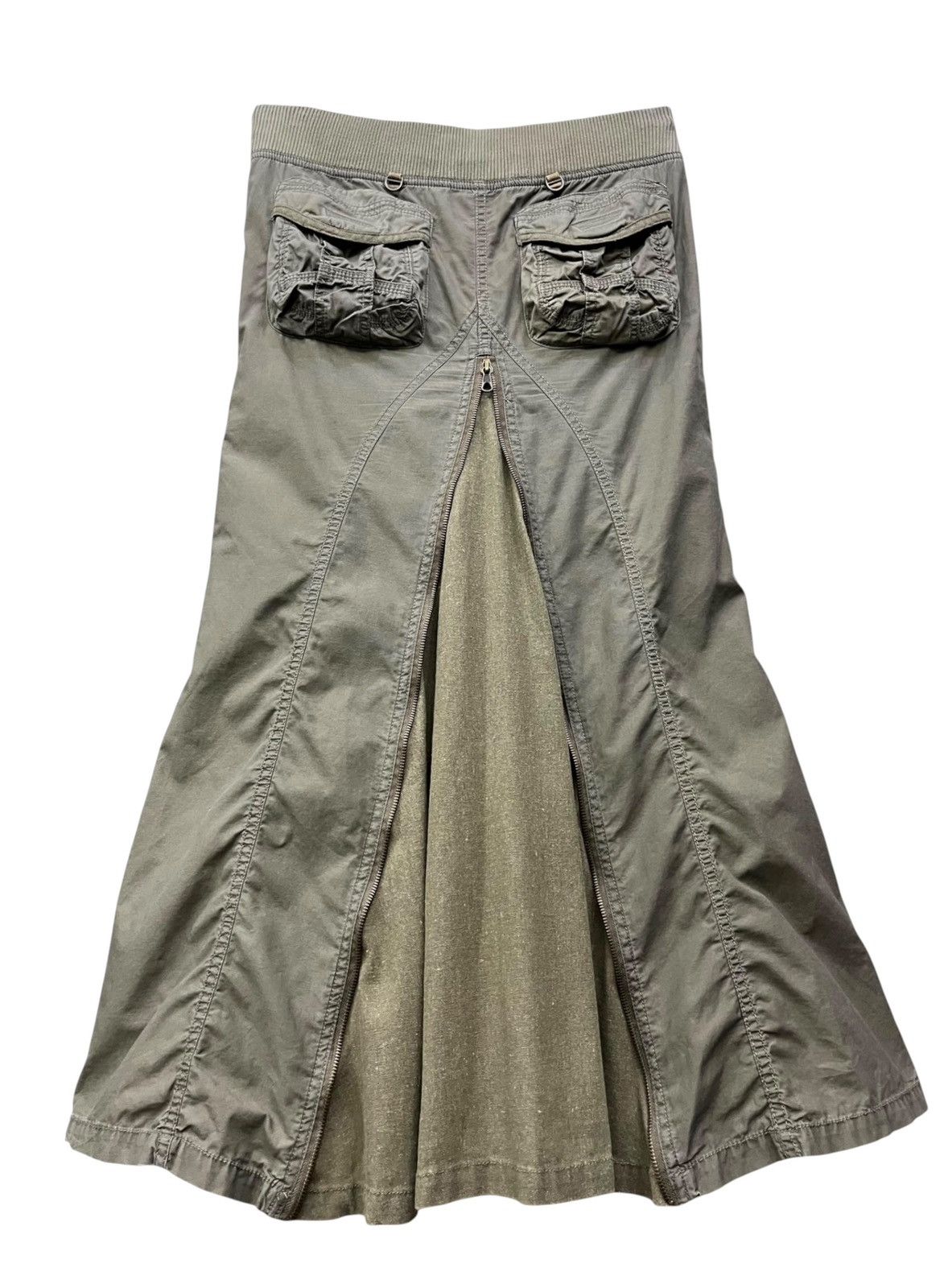 GOA Vintage GOA Multi Zipper Military Flare Maxi Skirt Size 29" - 4 Thumbnail