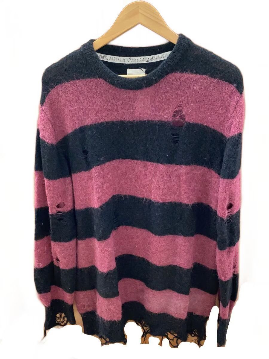 Number (N)ine Distressed Striped Cobain Knit Sweater Size US L / EU 52-54 / 3 - 1 Thumbnail