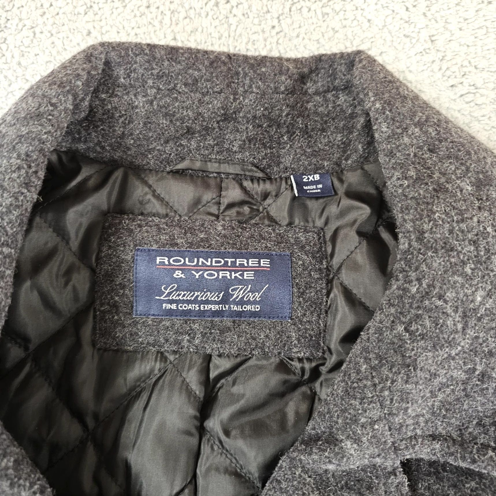 Roundtree & Yorke Roundtree & Yorke Coat Mens 2XB Big Tall Charcoal Heather Wool Blend Peacoat Size US XXL / EU 58 / 5 - 5 Thumbnail
