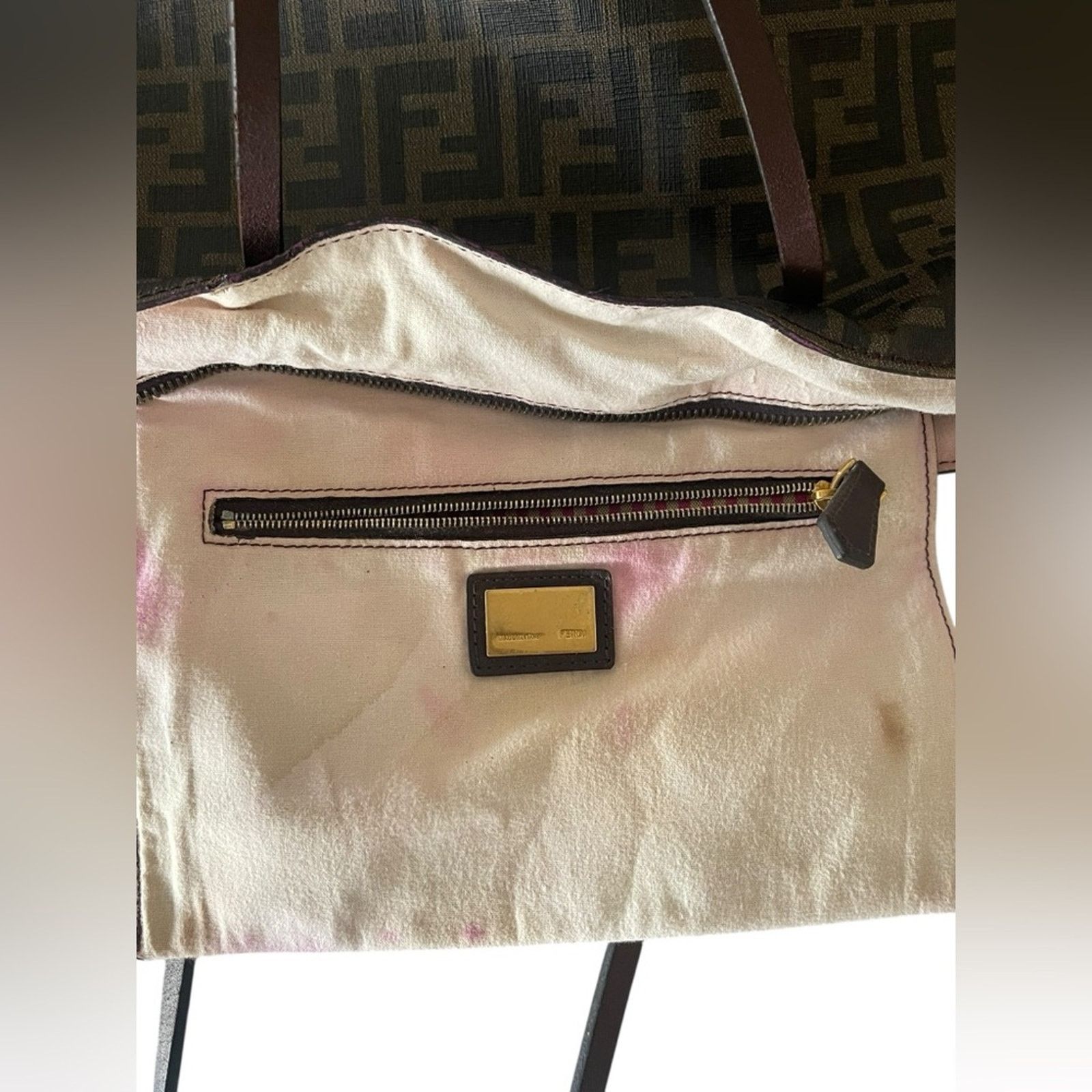 Fendi Fendi Tobacco Zucca Coated Canvas Large Roll Tote Size ONE SIZE - 11 Thumbnail