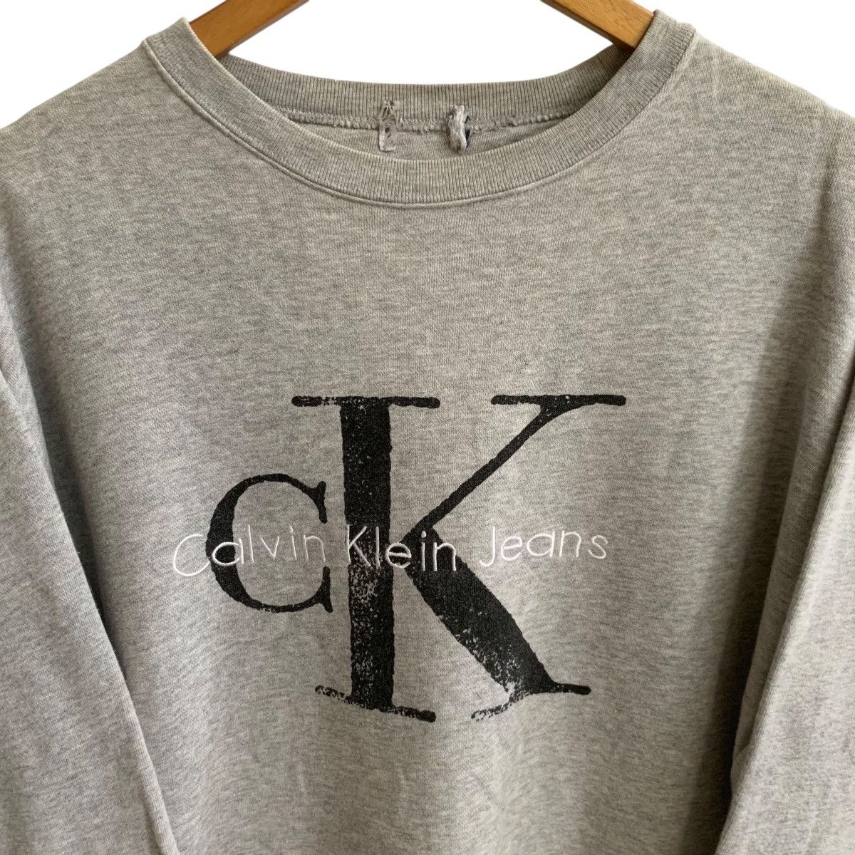 Calvin Klein × Vintage gREY Calvin Klein bIG Logo Vintage Sweatshirt Rare Large Size US L / EU 52-54 / 3 - 2 Thumbnail