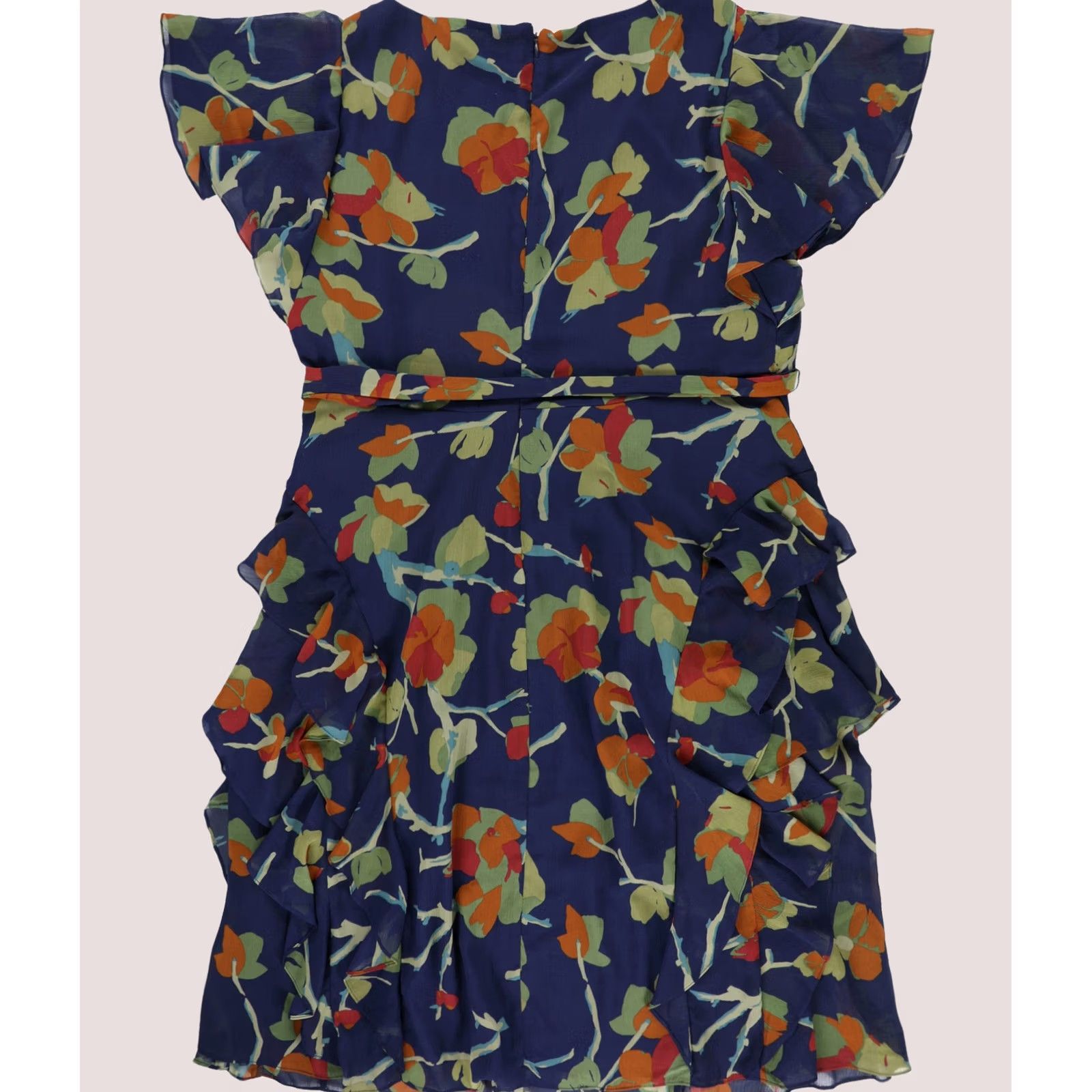 Ralph Lauren Ralph Lauren Belted Floral Georgette Dress, bluemulti, Plus Size, 16W, Floral Print, Flutter Sleeve, Zip, Belted, All Seasons, Women Size XXL / US 16-18 / IT 52-54 - 1 Thumbnail