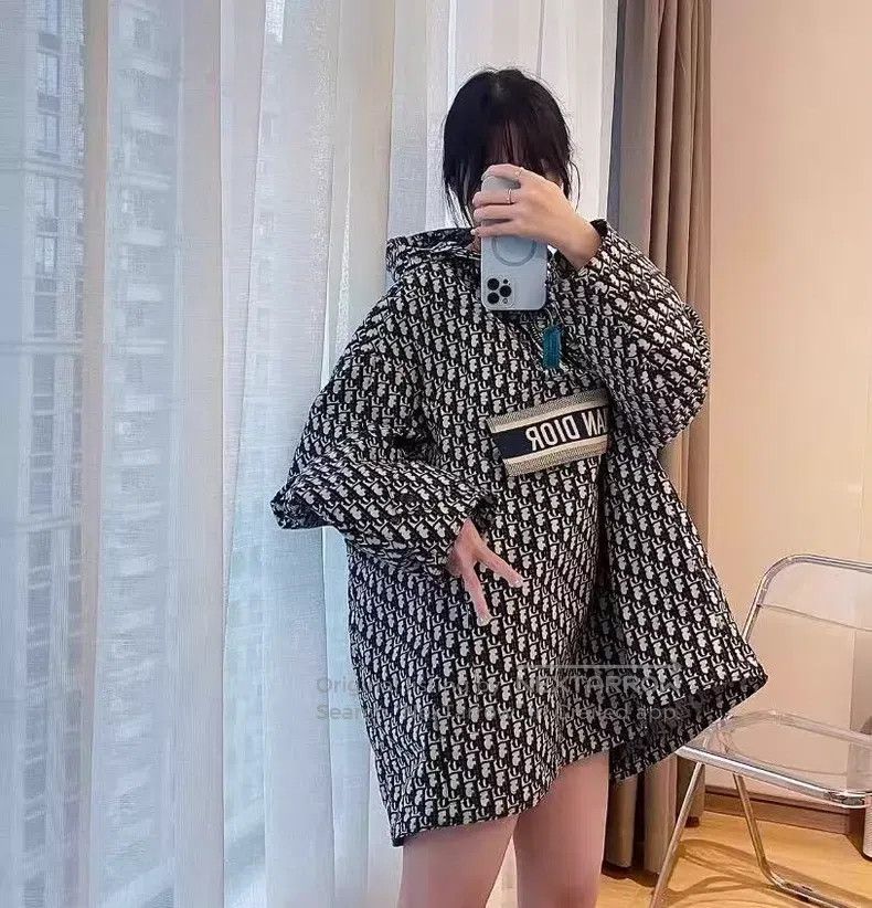 Dior Dior Navy blue logo jacquard full print semi-zipper hooded Size XS / US 0-2 / IT 36-38 - 8 Thumbnail