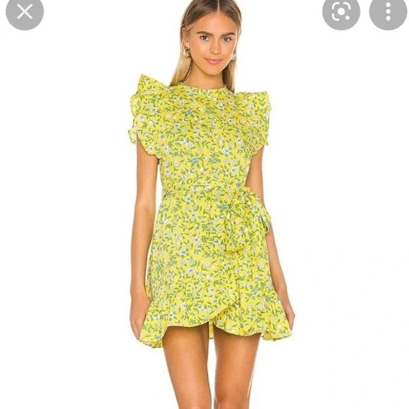 Banjanan Banjanan Audrey Mini Floral Cotton Dress Yellow Womens L Size L / US 10 / IT 46 - 1 Thumbnail