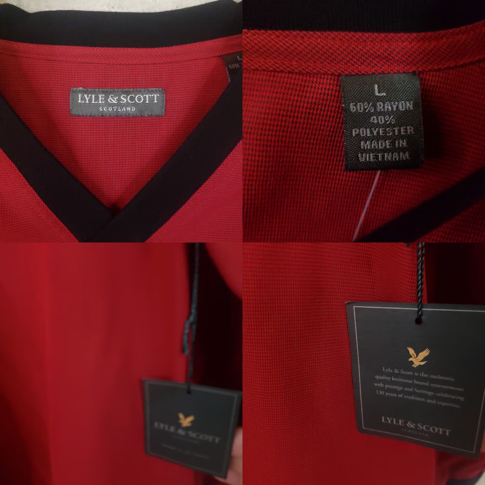 Lyle & Scott Lyle & Scott Scotland Mens Pullover V-Neck Red Zip Pockets Sweatshirt Sweater XL Size US XL / EU 56 / 4 - 9 Thumbnail