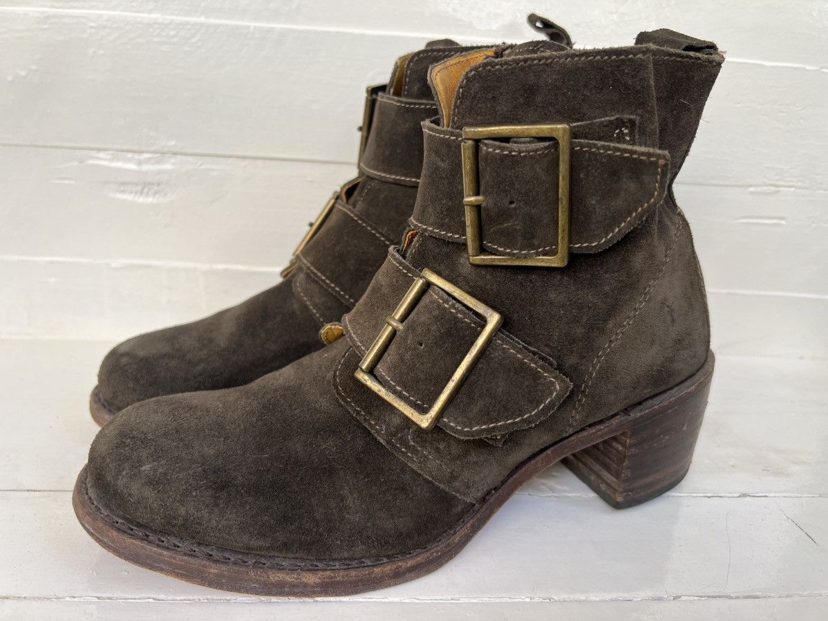 Frye Frye Sabrina Double Buckle Fatigue Leather Suede Boots Size US 10 / IT 40 - 1 Thumbnail