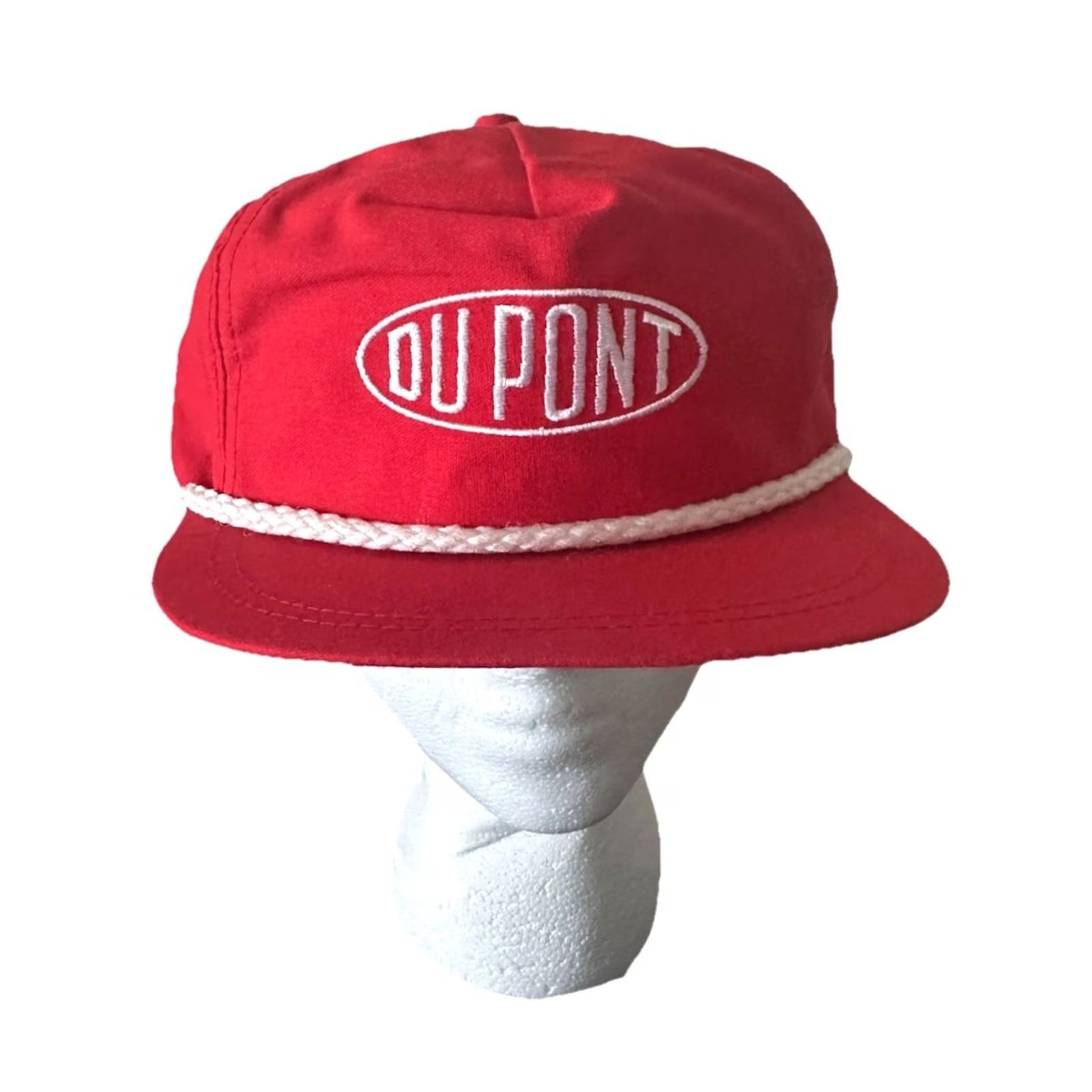 Vintage VINTAGE 80s DuPont Ribbon Strapback Hat Cap Made In USA Red NWOT Rare Cap Size ONE SIZE - 2 Thumbnail