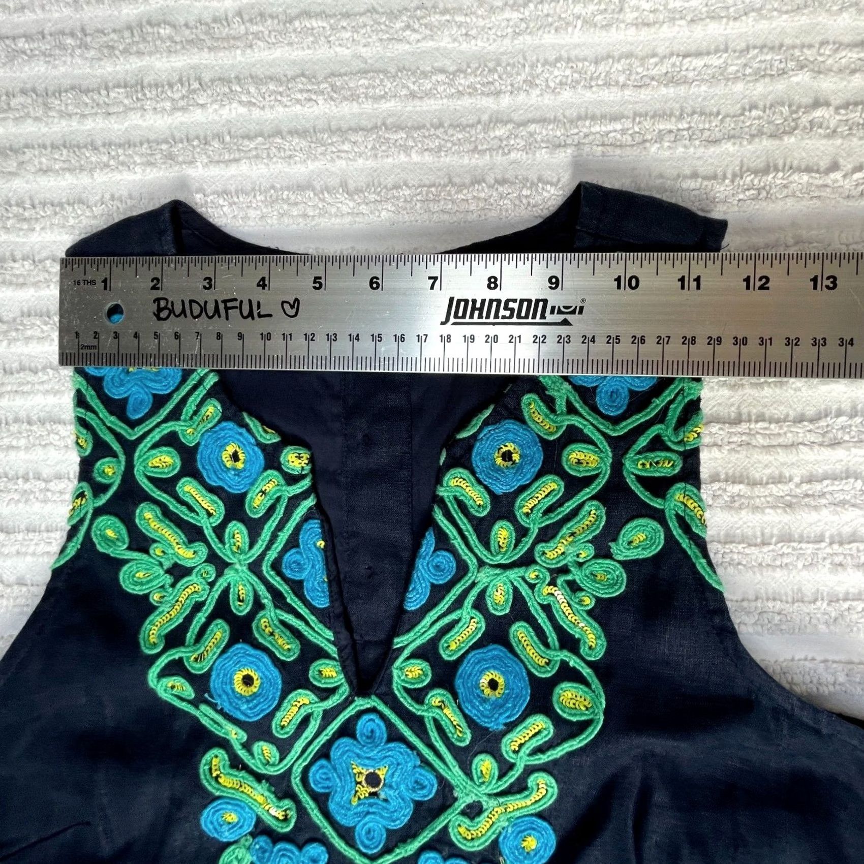 J.Crew J.Crew Linen Embroidered Button-Back Sleeveless Shift Dress Navy Medium Petite Navy Linen Embroidered Button Back Sleeveless Shift Dress Womens Size M / US 6-8 / IT 42-44 - 6 Thumbnail