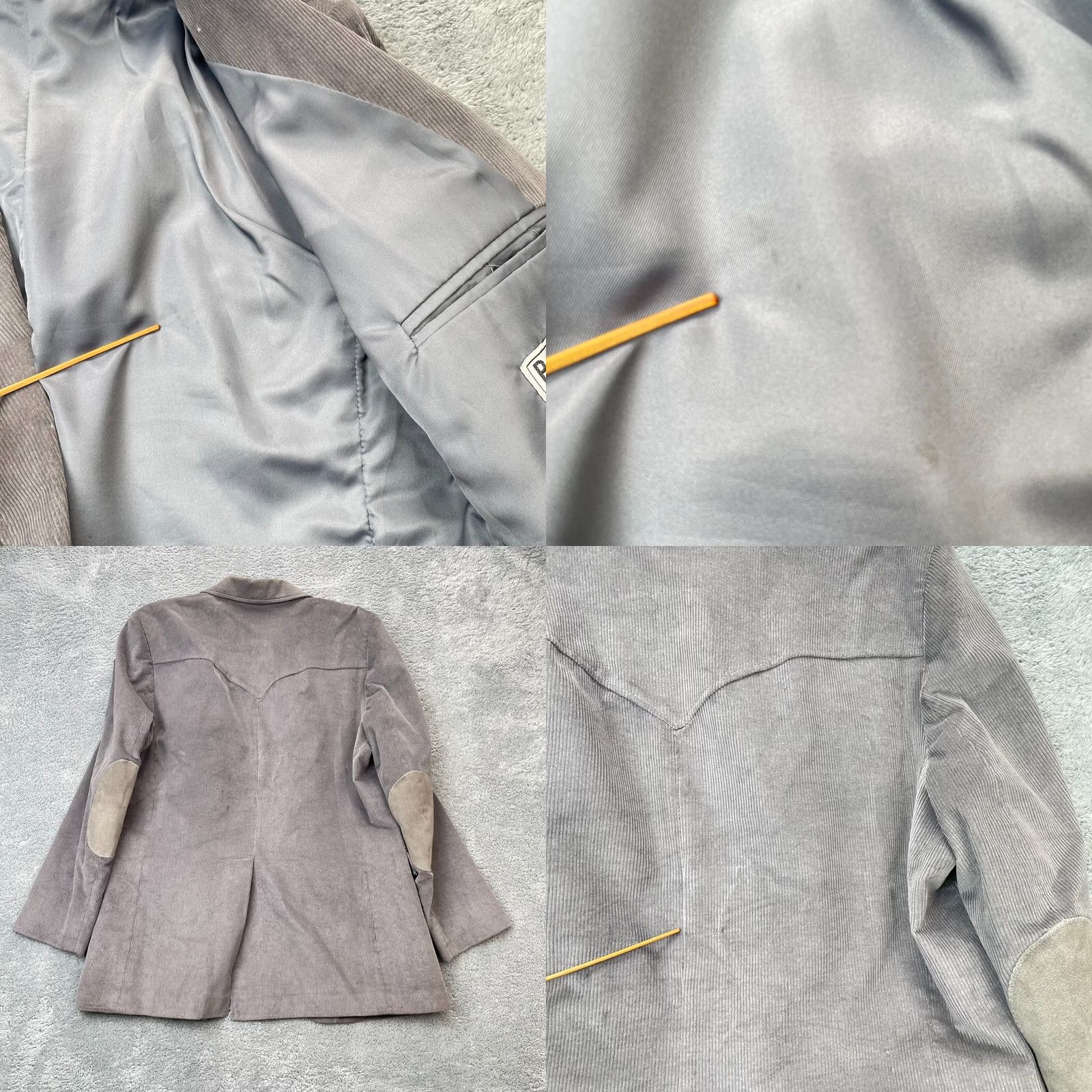 Vintage VINTAGE Pioneer Wear Jacket Mens 44 Gray VTG 44L Blazer Coat Corduroy Elbow Patches Western Size 44R - 8 Thumbnail