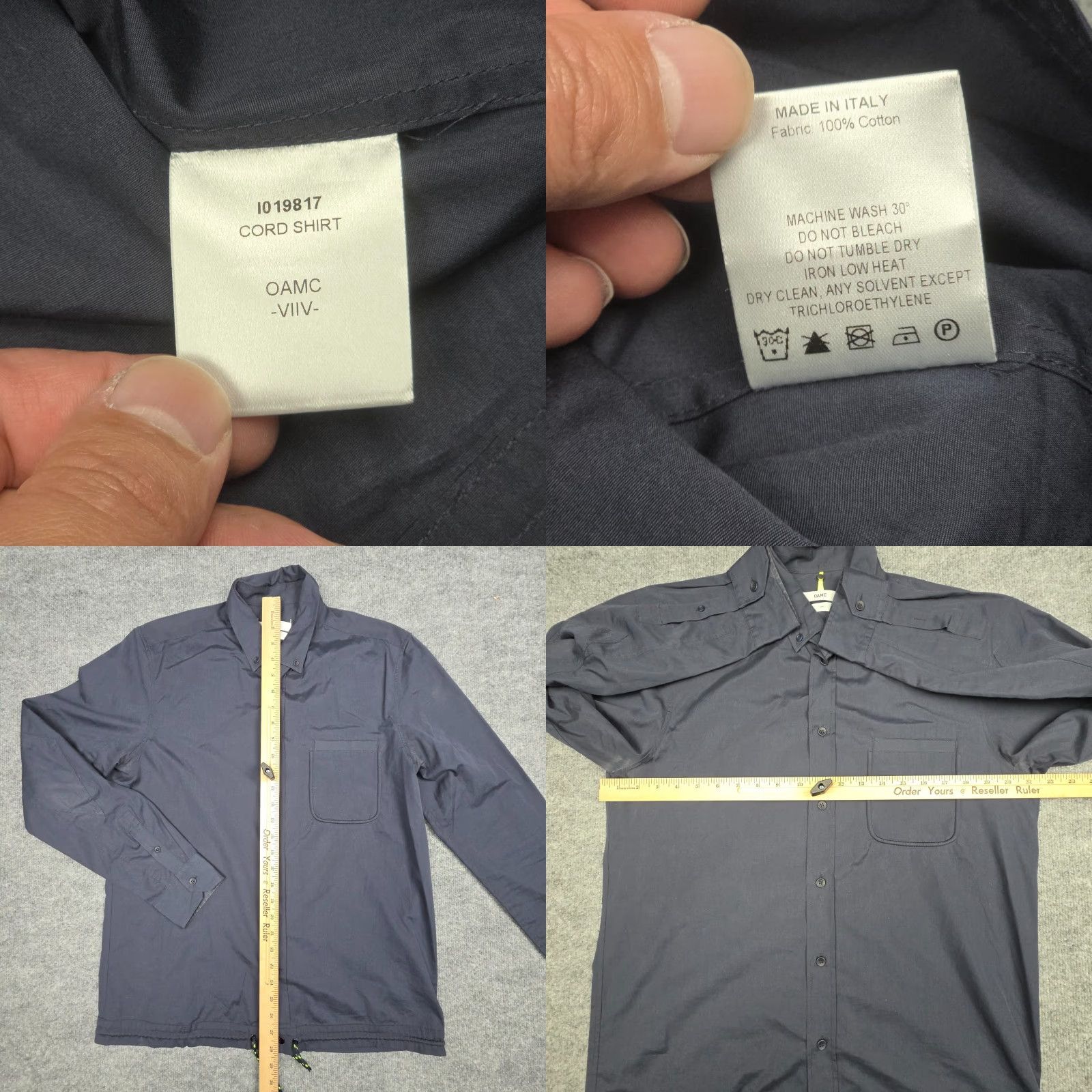 OAMC OAMC Cord Shirt Men's Large Black Snap Pocket Cotton Made Italy Pit Stains Size US L / EU 52-54 / 3 - 8 Thumbnail