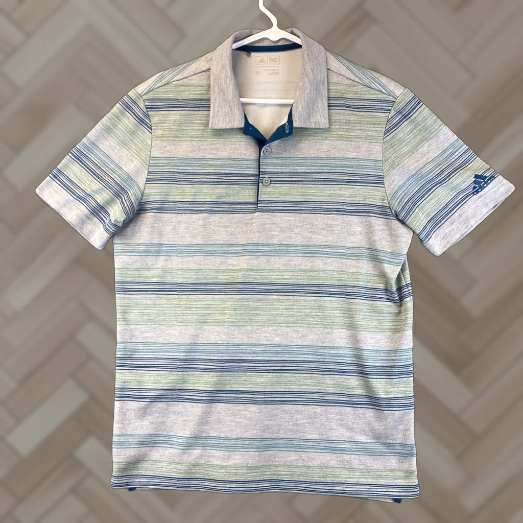 Adidas Adidas Golf Polo Shirt Mens Medium M Gray White Short Sleeve Polo Shirt Breathable Lightweight Stretch Easy Care Golf 49-30 Regular Size US M / EU 48-50 / 2 - 1 Thumbnail