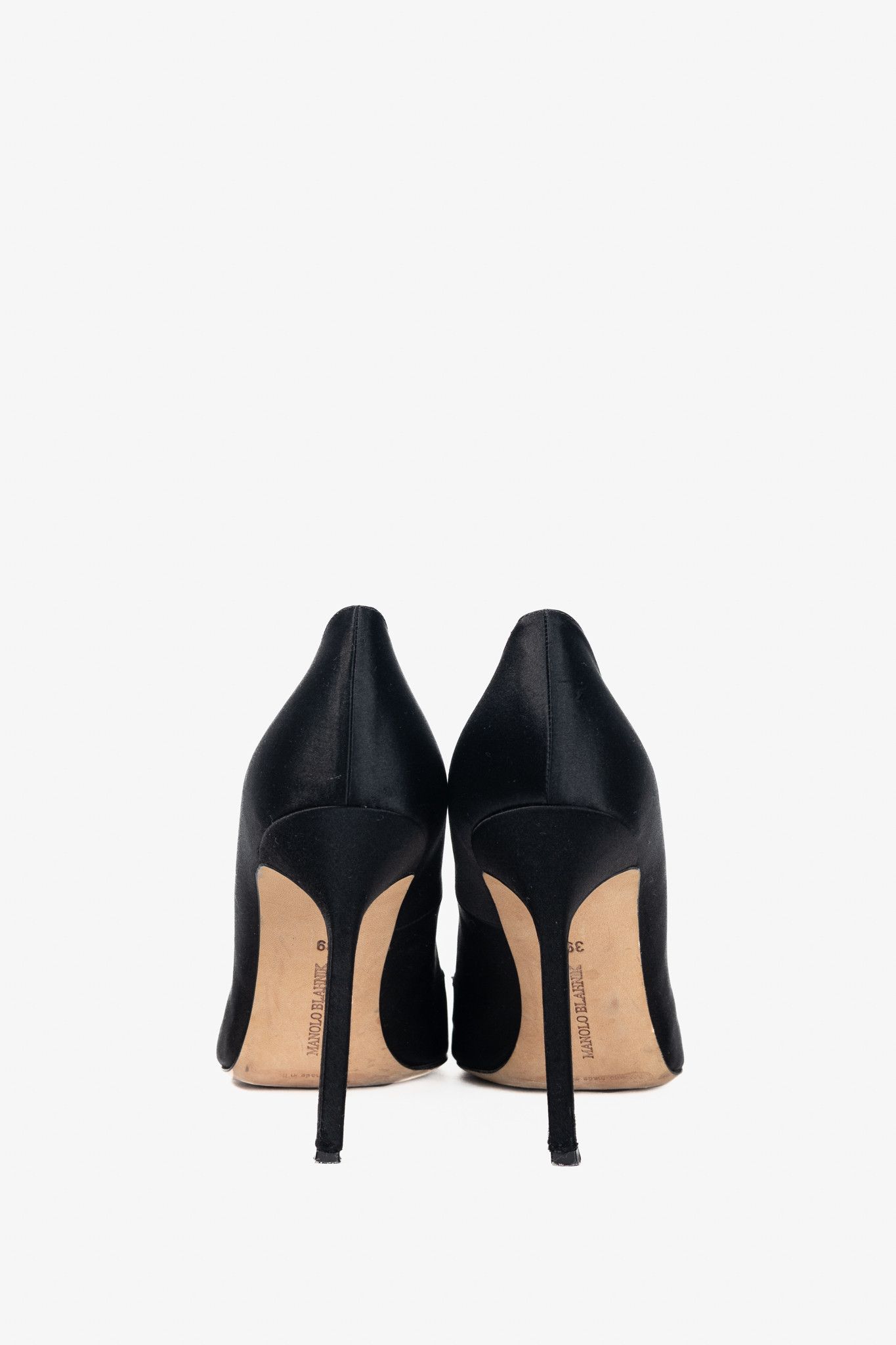 Manolo Blahnik Manolo Blahnik BB Black Satin Pointed-Toe Heels Size US 8.5 / IT 38.5 - 3 Thumbnail