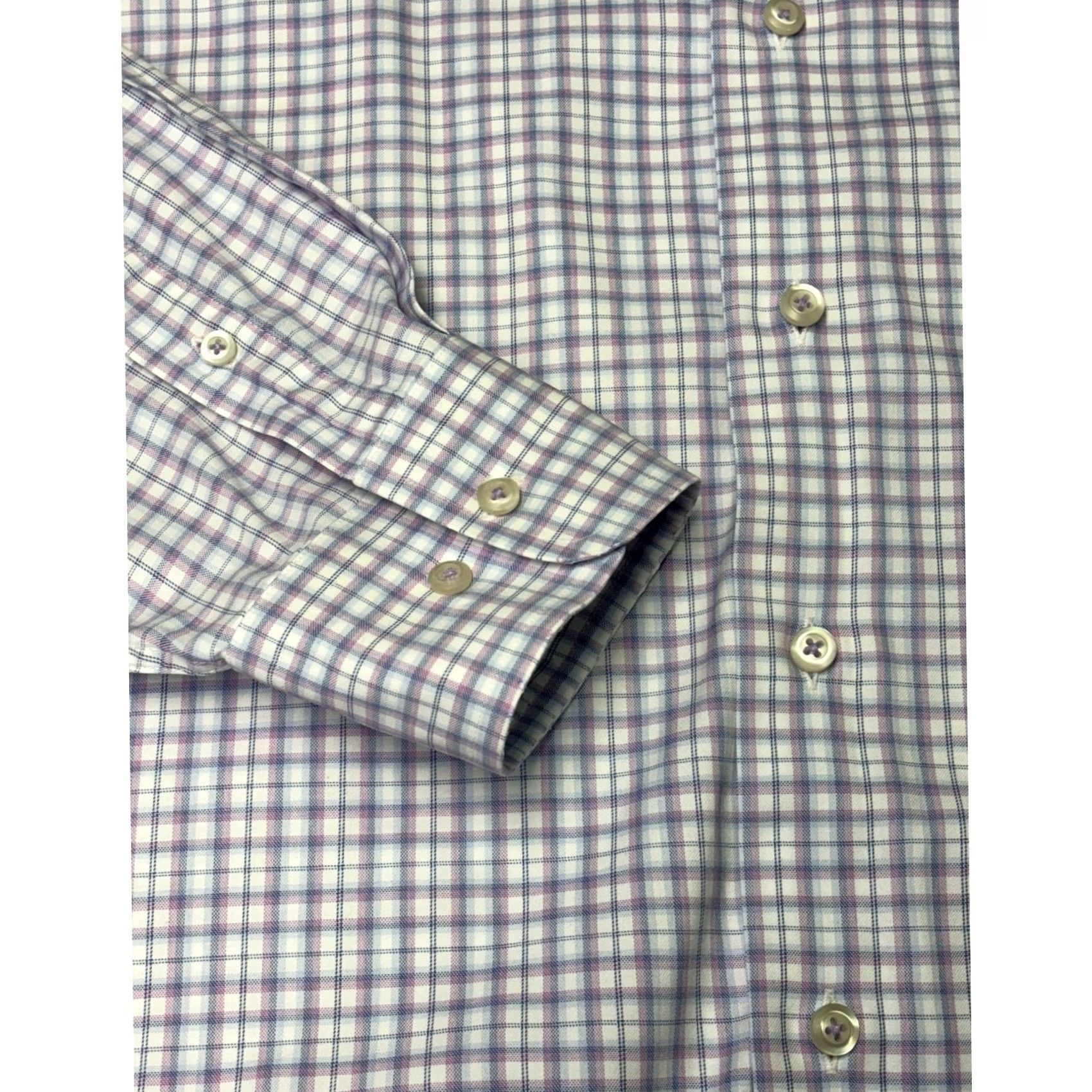 David Donahue David Donahue Dress Shirt Plaid Cotton Men Long Sleeve Button 17 in Neck 32 in Length XL Regular Fit Mens Size 46R - 3 Thumbnail