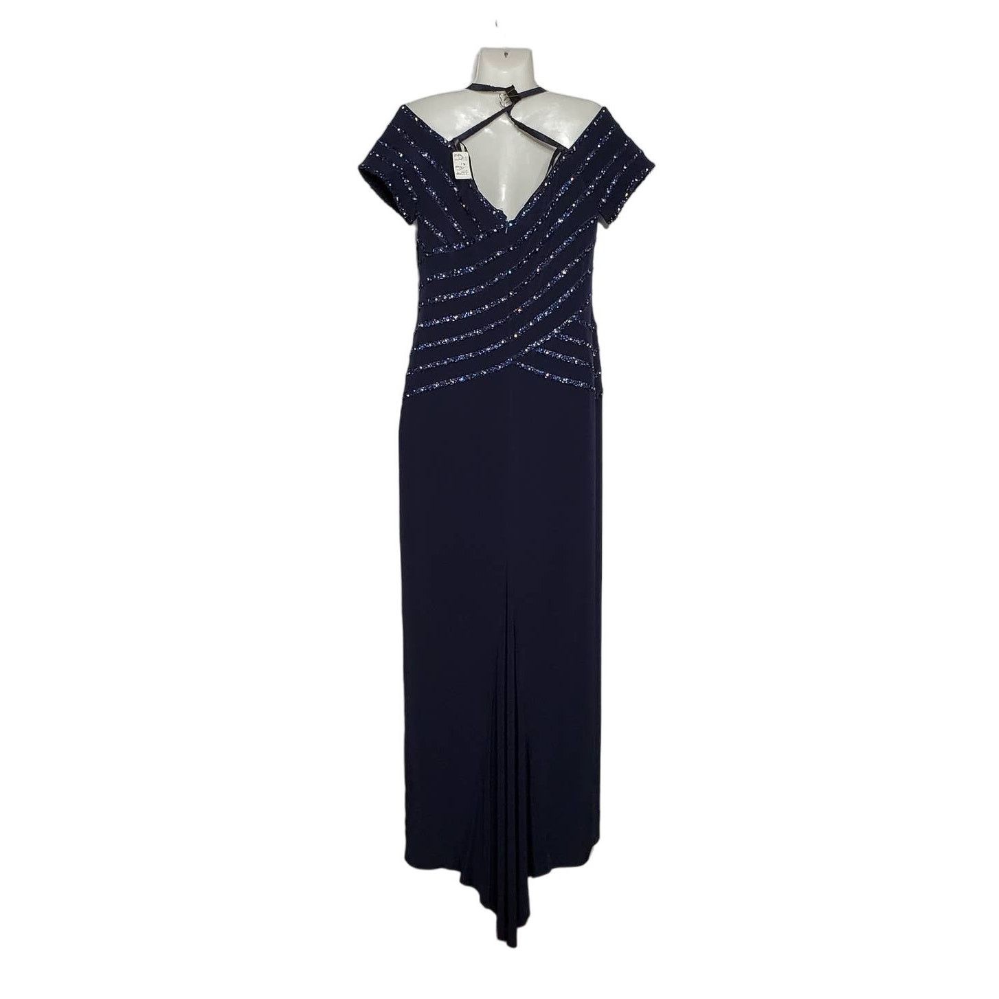 Designer Jovani Crystal Embellished Crisscross Formal Evening Gown 12 Size XL / US 12-14 / IT 48-50 - 4 Thumbnail