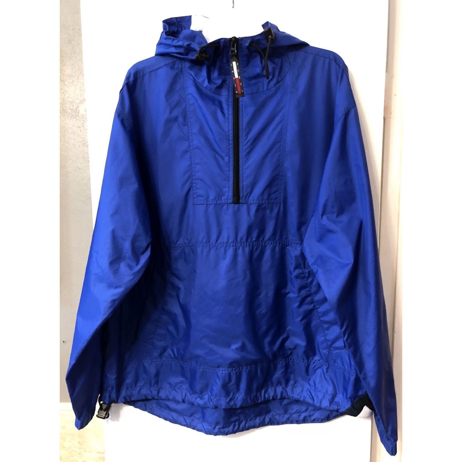 Tommy Hilfiger VTG Tommy Hilfiger Jeans Spell Out Flag Logo Windbreaker Hooded Jacket L Men Blue 90s Logo Size US 33 - 2 Thumbnail