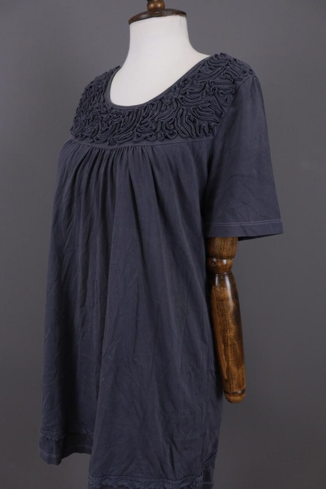 Designer Deerberg by Oska Gray Embroidered Relaxed Knee Dress Size L Size L / US 10 / IT 46 - 8 Thumbnail