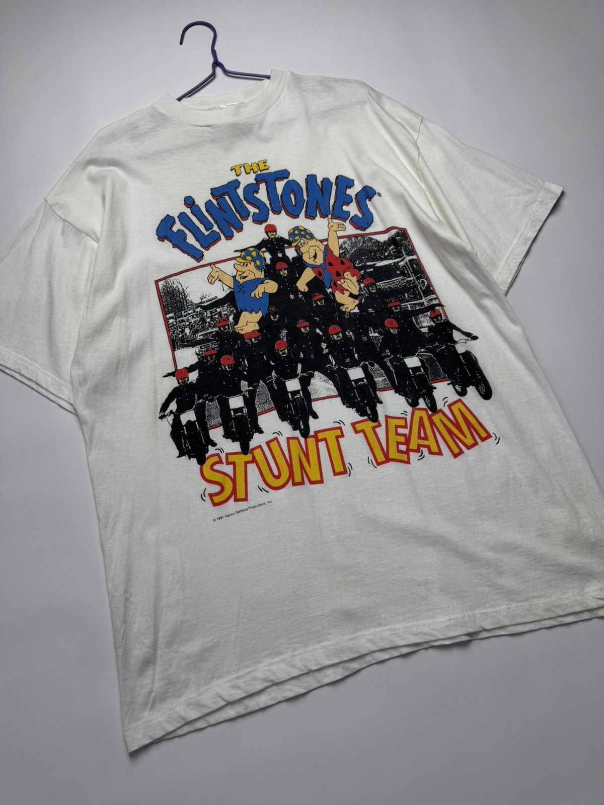 Vintage Vintage 1991 The Flintstones "Stunt Team" T-Shirt Size US XL / EU 56 / 4 - 3 Thumbnail
