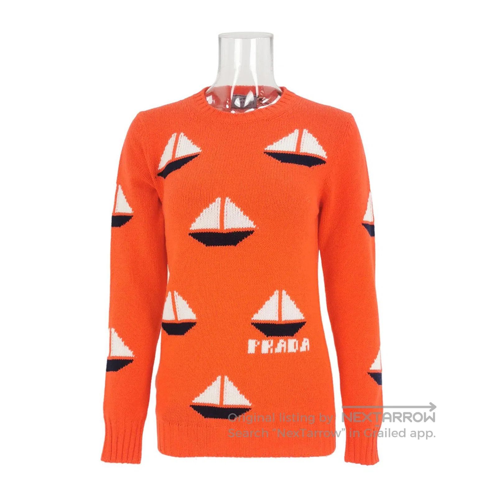 Prada Prada Orange Knitted Sweater with Sailboat Design . Size M / US 6-8 / IT 42-44 - 1 Thumbnail