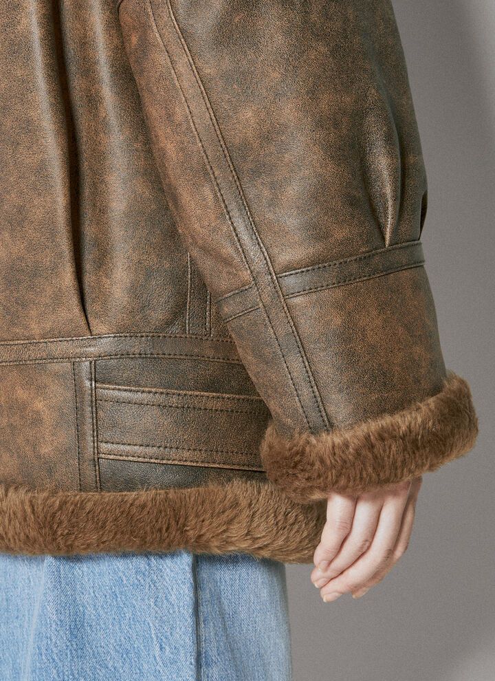 Saint Laurent Paris o1bcso1str1224 Oversized Jacket In Aged Lambskin in Brown Size M / US 6-8 / IT 42-44 - 6 Thumbnail