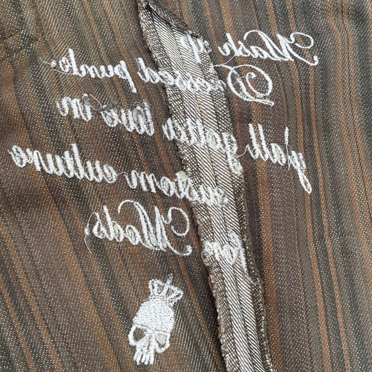If Six Was Nine × Japanese Brand × Le Grande Bleu (L.G.B.) CUSTOM CULTURE EMBROIDERED PUNK WORDING FLARE DENIM PANTS Size US 31 - 14 Thumbnail