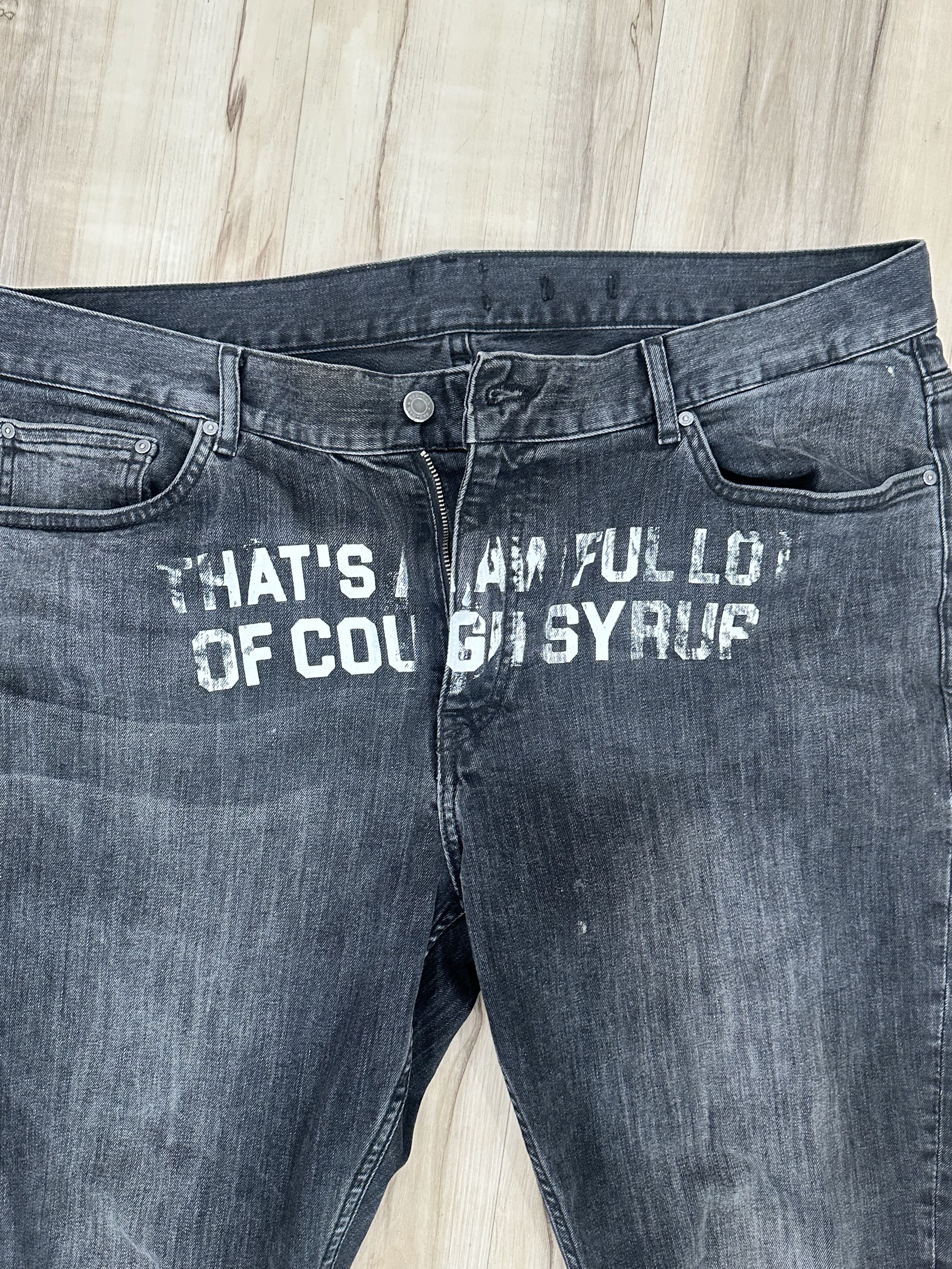 Awful Lot of Cough Syrup "That's An Awful Lot of Cough Syrup" Handmade Black Jeans L Size US 34 / EU 50 - 5 Thumbnail