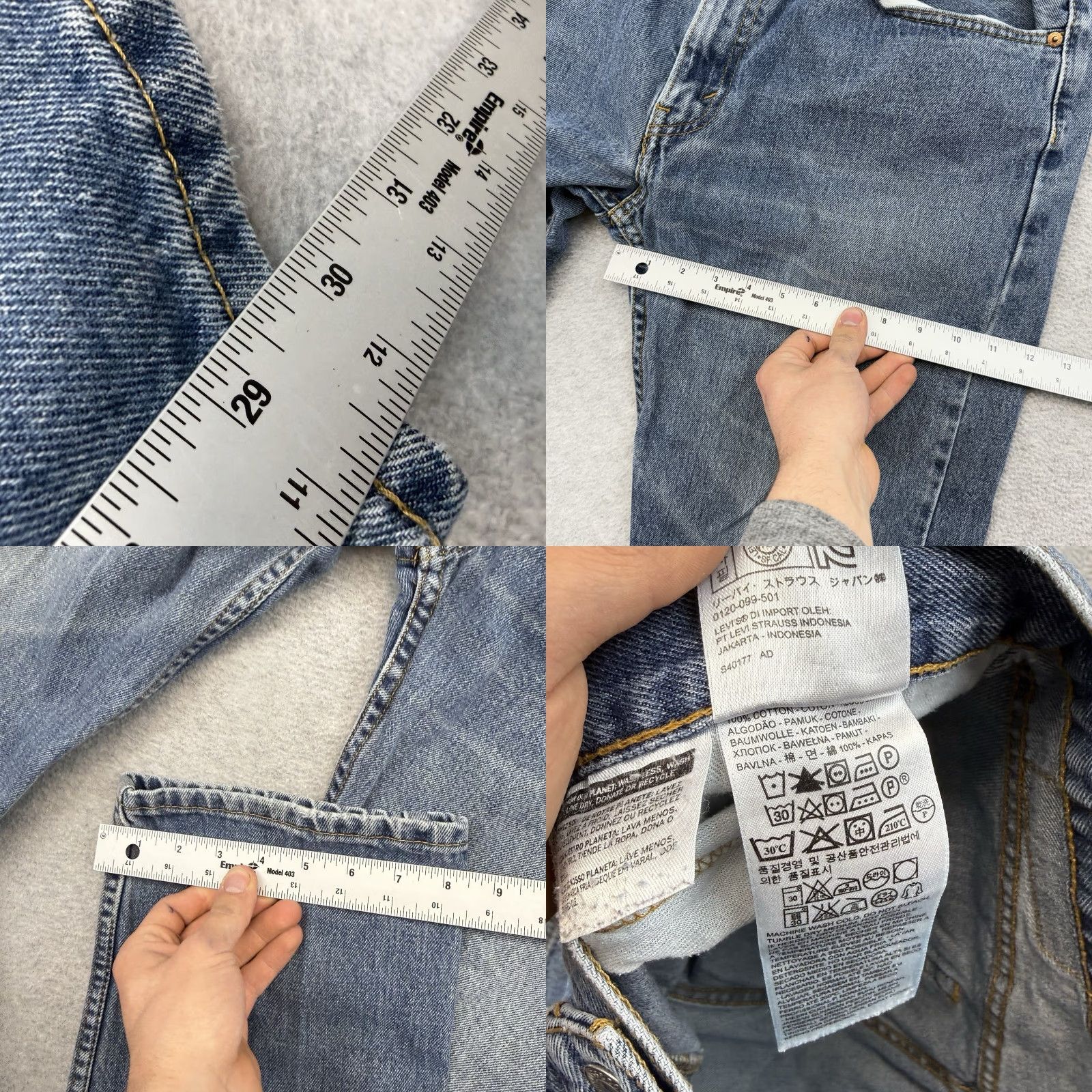 Levi's Levi's 505 Jeans Mens 36x30 Straight Denim Blue Cotton 100% Fabric Wash Dark Regular Waist 36 Inseam 30 Button Zip 5-Pocket Size US 36 / EU 52 - 8 Thumbnail