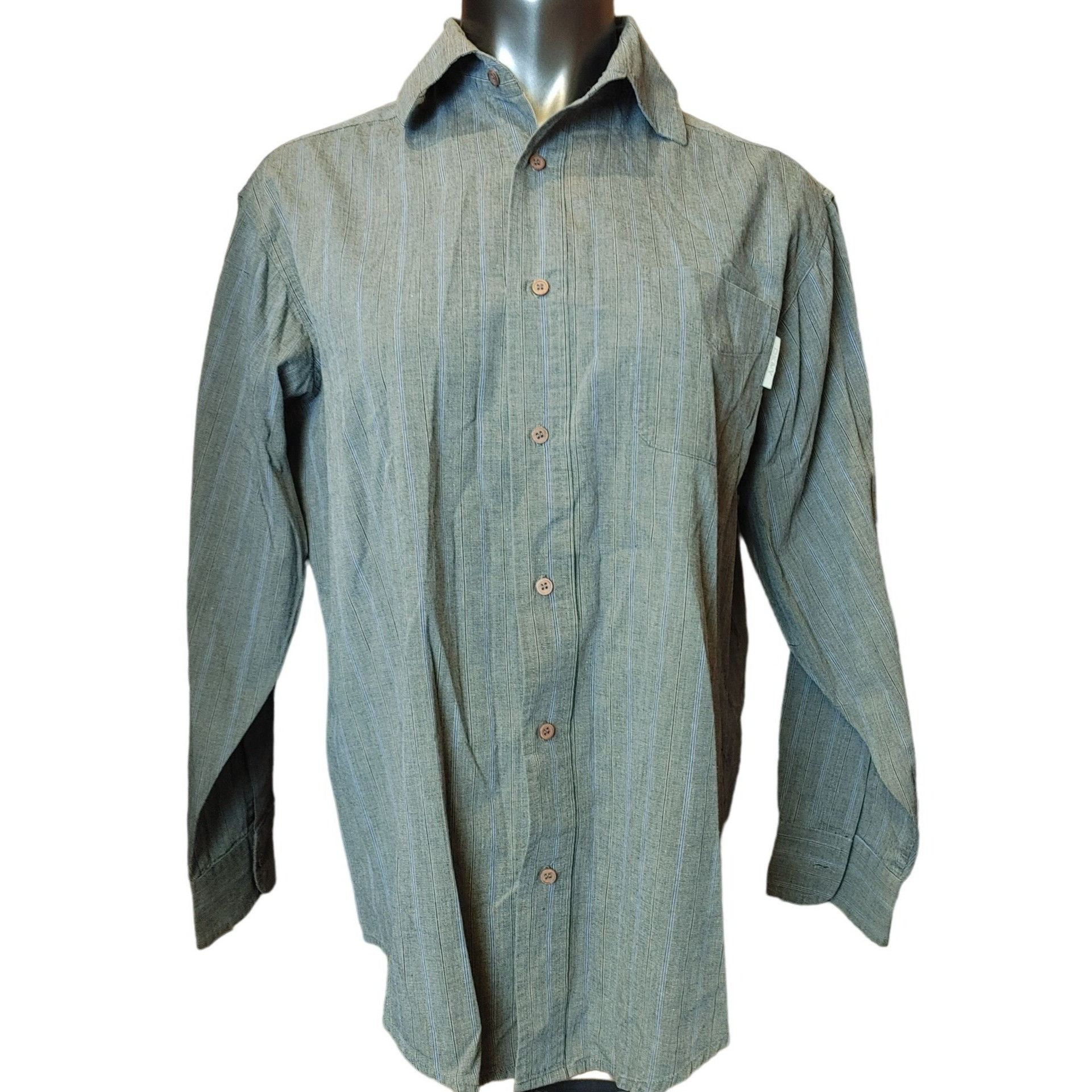 DKNY DKNY Underwear Mens S Gray Blue Striped Long Sleeve Button D Size US S / EU 44-46 / 1 - 1 Thumbnail