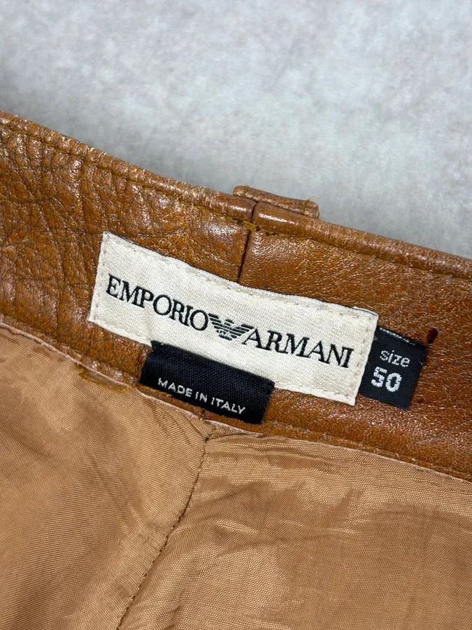 Emporio Armani 1990s Emporio Armani Cognac Silk-Lined Leather Pants Size US 32 / EU 48 - 10 Thumbnail