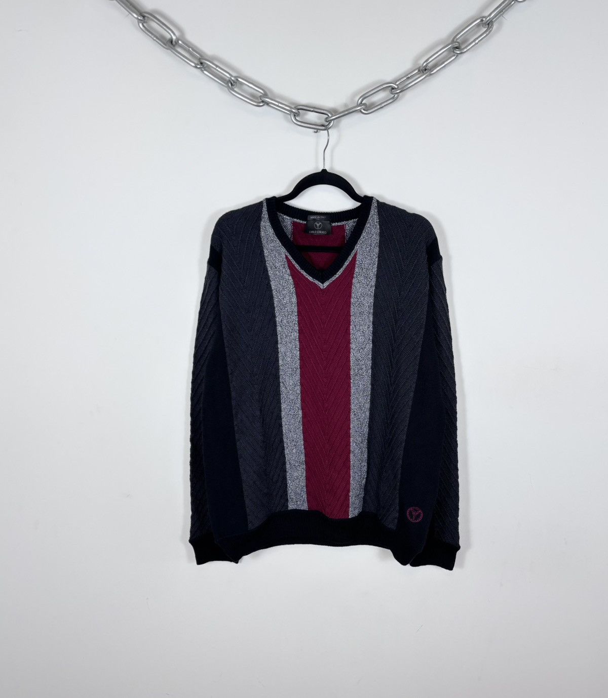 Carlo Colucci Carlo Colucci Vintage Men’s Wool Knit V-Neck Sweater Size US L / EU 52-54 / 3 - 1 Thumbnail