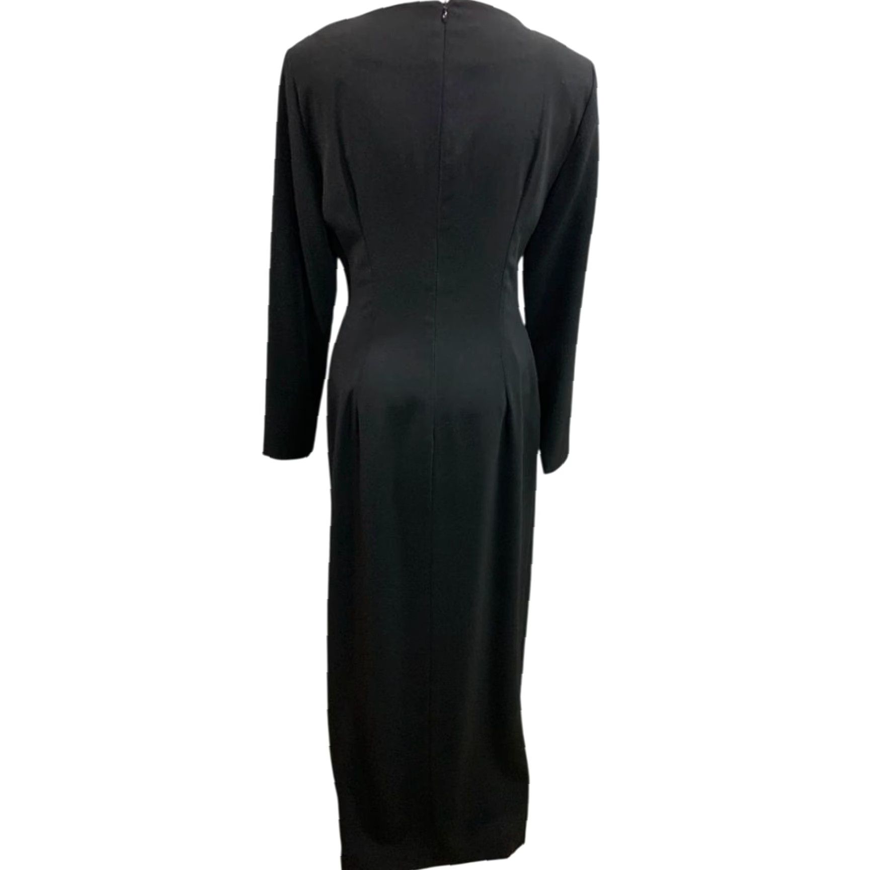 VINTAGE Evan Picone Evening Dress Black Long 1990s Rhinestone Decorative  Buttons Size 10 Womens