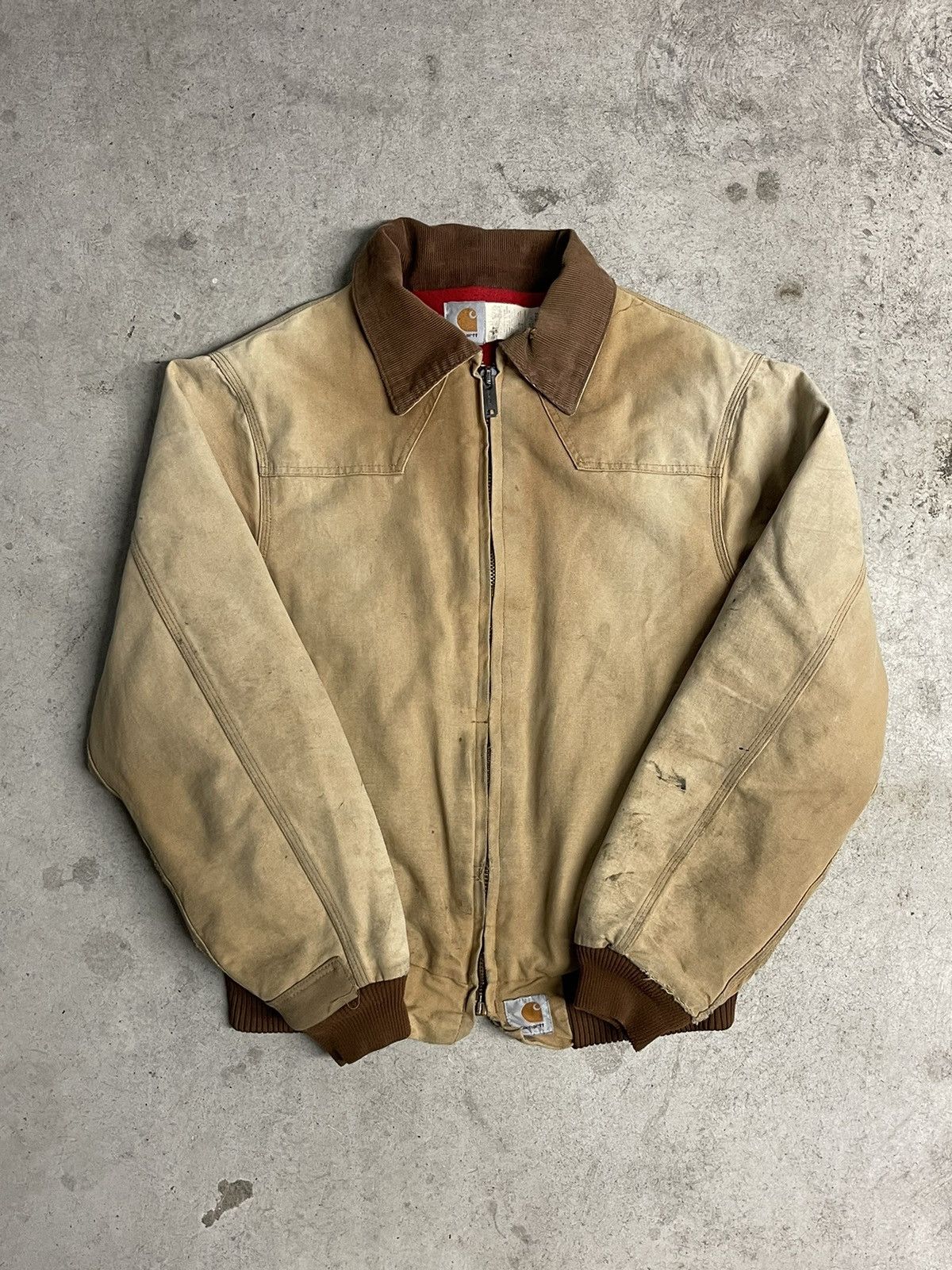 Image of 90's Carhartt Tan Western Canvas Jacket Thermal Lined, Men's (Size XL)