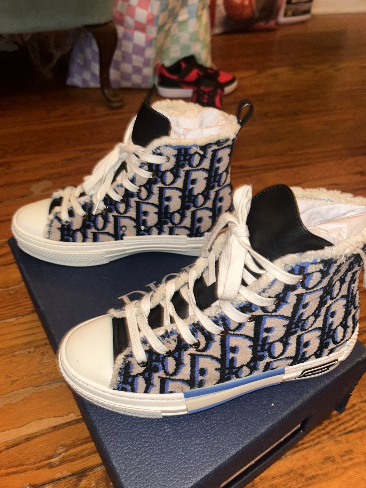 Dior Dior B23 High Beige Black Navy tapestry Size US 6 / EU 39 - 4 Thumbnail
