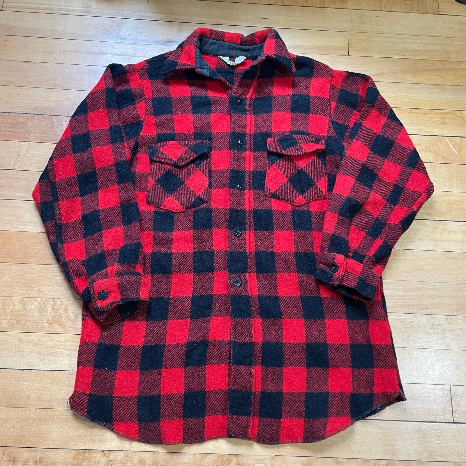 Vintage Arctic Wool Flannel Shirt Mens L Red Black Buffalo Plaid Size US L / EU 52-54 / 3 - 1 Thumbnail