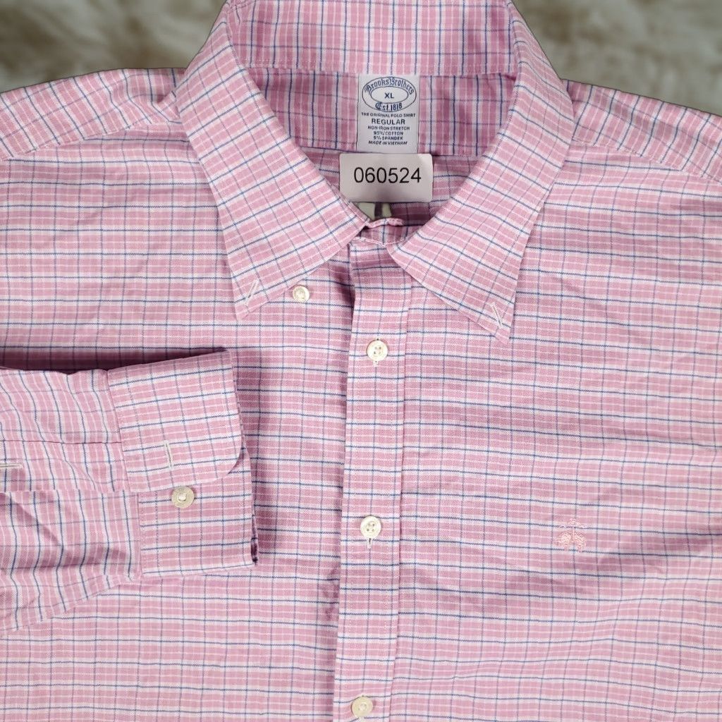Brooks Brothers Brooks Brothers Button-Up Shirt Mens XL Pink Plaid Long Sleeve Casual Size US XL / EU 56 / 4 - 1 Thumbnail