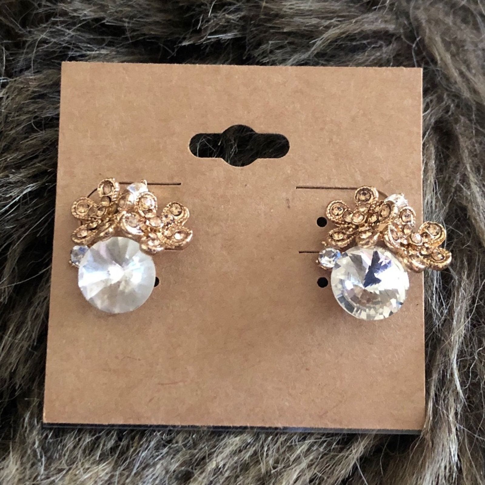 Vintage Vintage rivoli glass crystal pierced earrings Size ONE SIZE - 2 Thumbnail