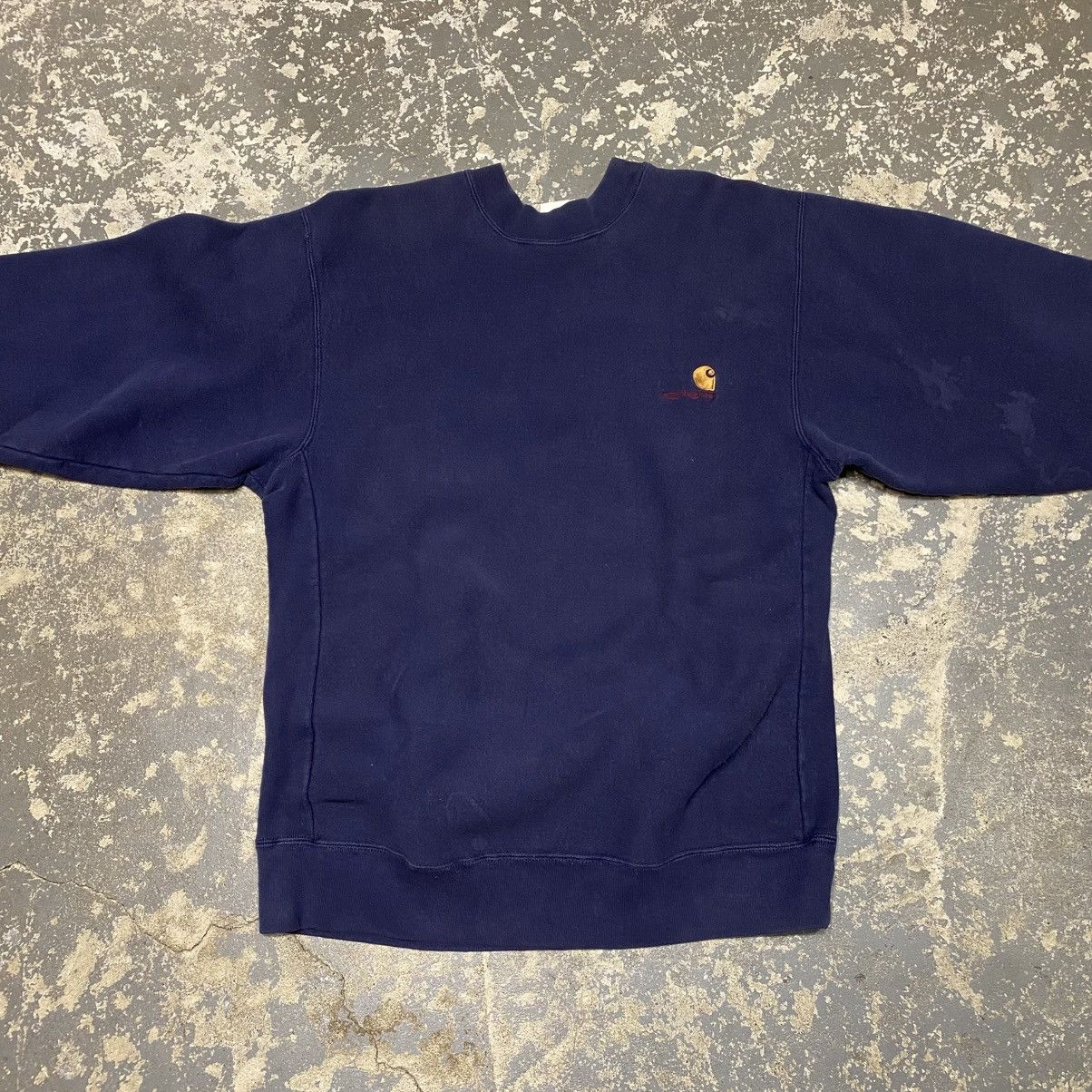 Carhartt × Vintage Vintage Carhartt Reverse Weave Navy Crewneck Sweatshirt Size US L / EU 52-54 / 3 - 3 Thumbnail