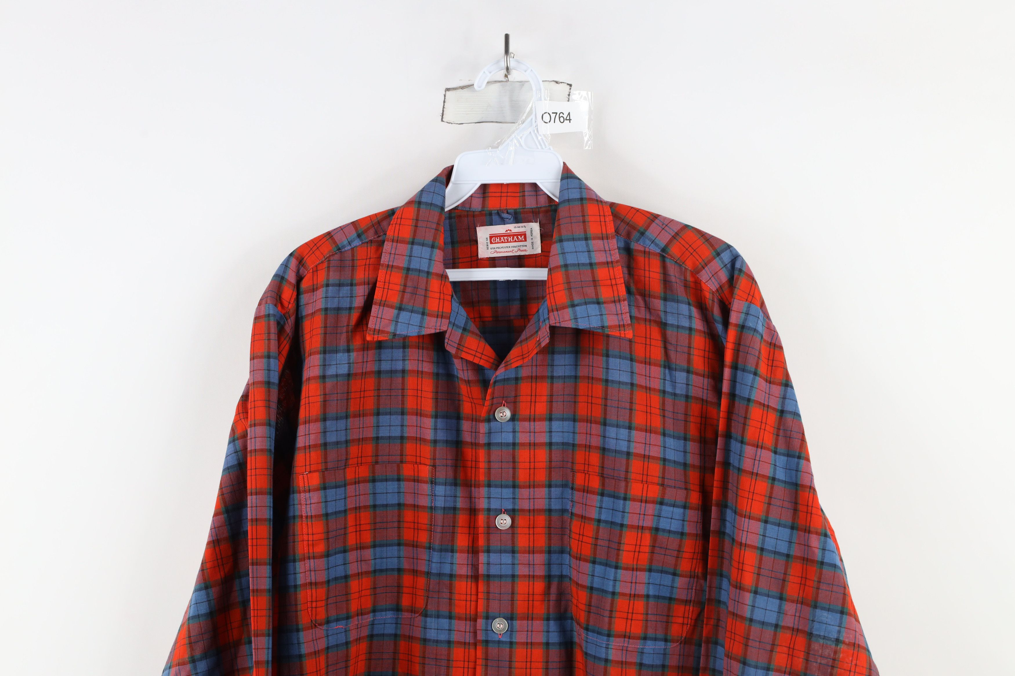Vintage Vintage 60s 70s Rockabilly Collared Button Shirt Red Plaid Size US M / EU 48-50 / 2 - 2 Thumbnail
